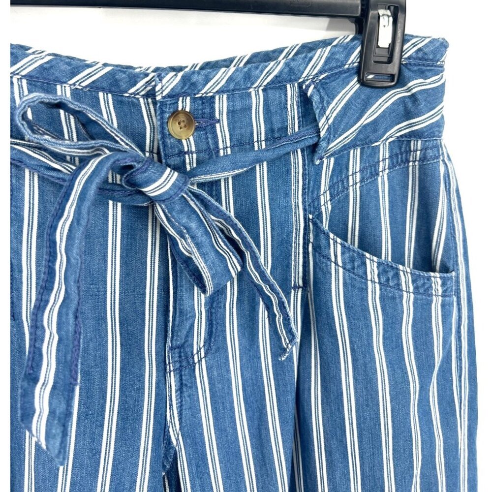 American Eagle Outfitters Blue and White Striped Wide Leg Pants - Picture 3 of 6